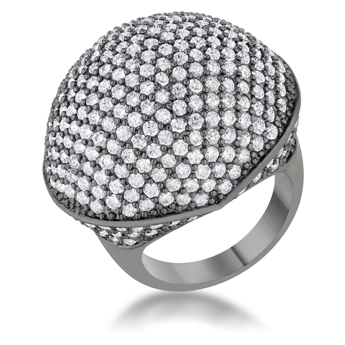 Refined Whisper Signature Edit Dara 4.75ct CZ Hematite Dome Cocktail Ring - Friggin Jewelry Fashion
