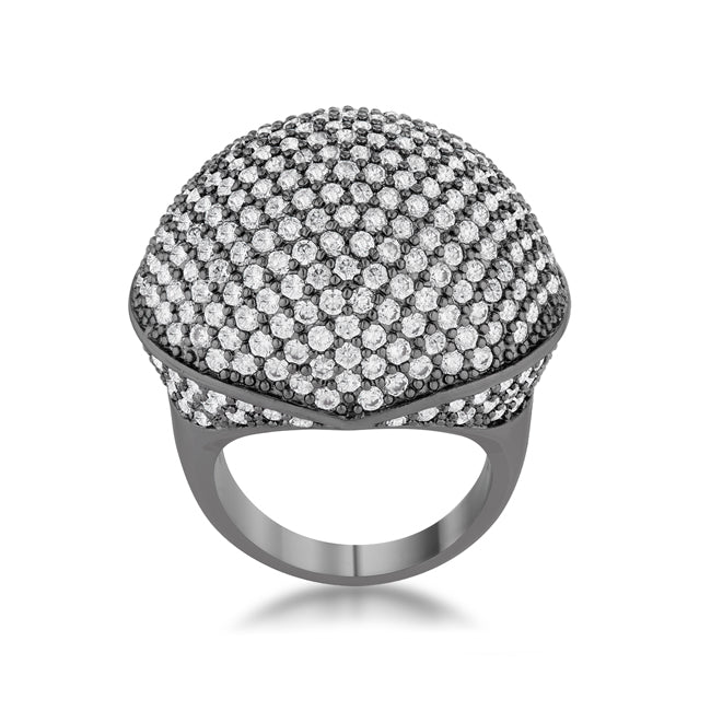 Refined Whisper Signature Edit Dara 4.75ct CZ Hematite Dome Cocktail Ring - Friggin Jewelry Fashion