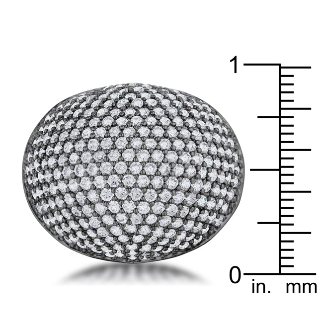 Refined Whisper Signature Edit Dara 4.75ct CZ Hematite Dome Cocktail Ring - Friggin Jewelry Fashion
