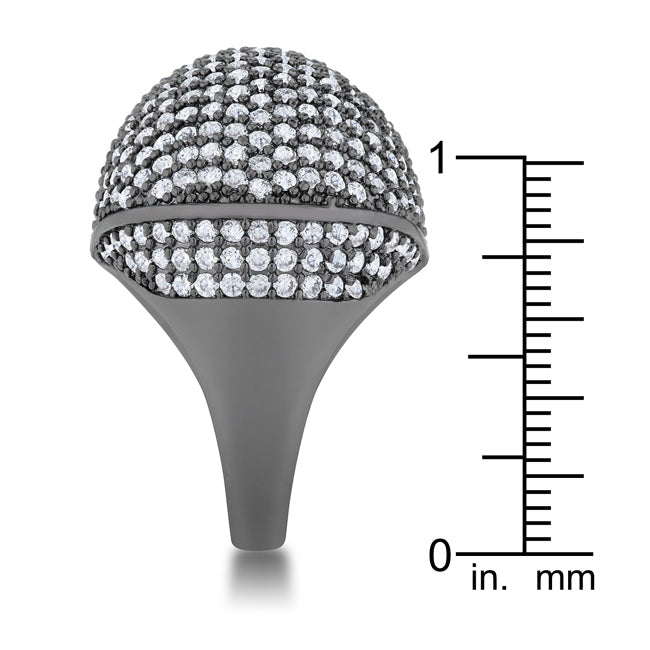 Refined Whisper Signature Edit Dara 4.75ct CZ Hematite Dome Cocktail Ring - Friggin Jewelry Fashion