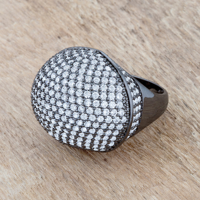 Refined Whisper Signature Edit Dara 4.75ct CZ Hematite Dome Cocktail Ring - Friggin Jewelry Fashion