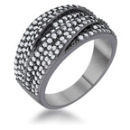 Radiant Edge Classic Series Kina 1.7ct Clear CZ Hematite Contemporary Cocktail Ring - Friggin Jewelry Fashion