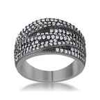 Radiant Edge Classic Series Kina 1.7ct Clear CZ Hematite Contemporary Cocktail Ring - Friggin Jewelry Fashion
