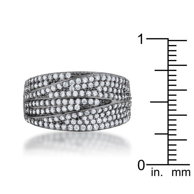 Radiant Edge Classic Series Kina 1.7ct Clear CZ Hematite Contemporary Cocktail Ring - Friggin Jewelry Fashion
