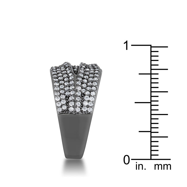 Radiant Edge Classic Series Kina 1.7ct Clear CZ Hematite Contemporary Cocktail Ring - Friggin Jewelry Fashion