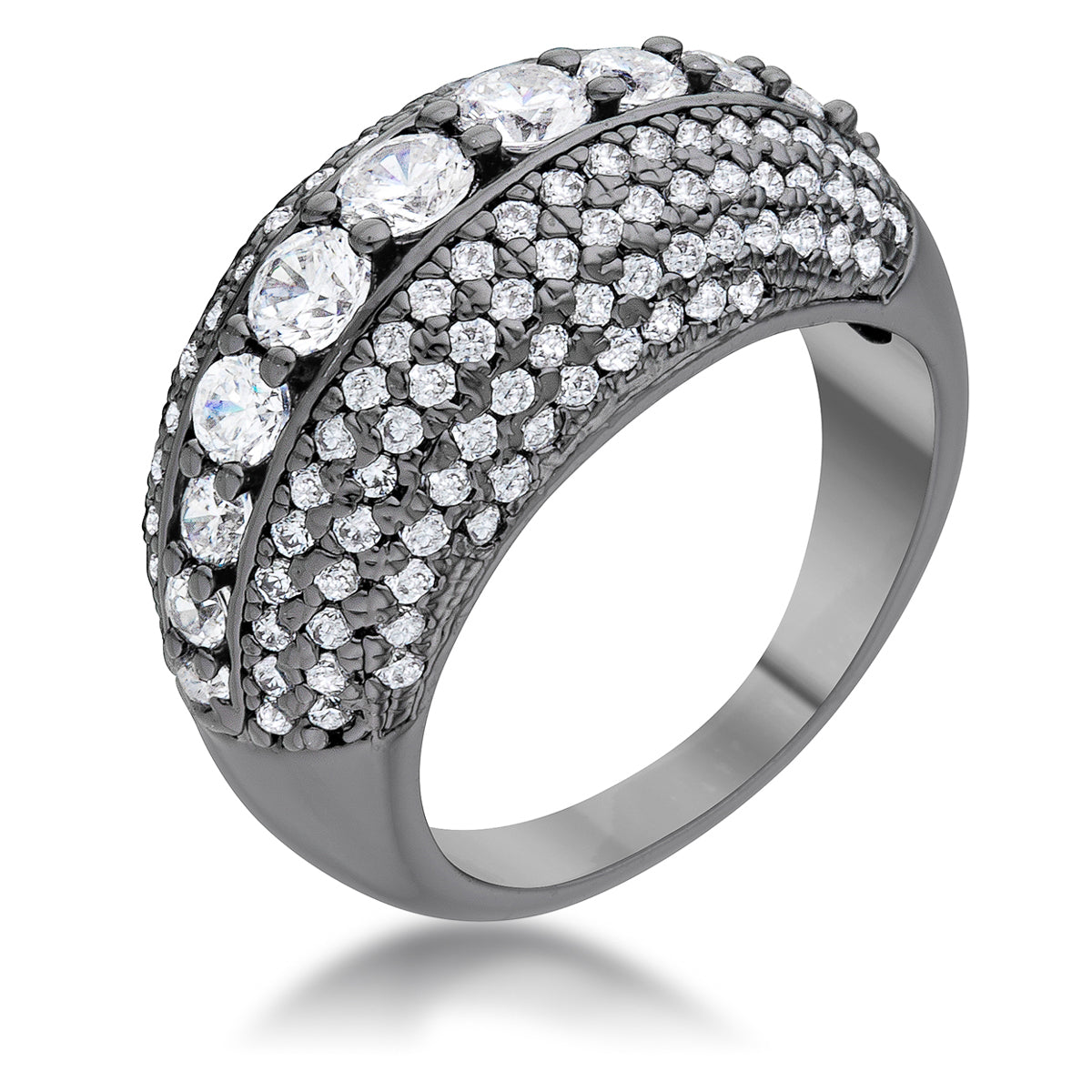 Refined Edge Signature Line Krista 1.5ct CZ Hematite Contemporary Cocktail Ring - Friggin Jewelry Fashion