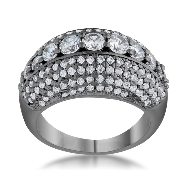 Refined Edge Signature Line Krista 1.5ct CZ Hematite Contemporary Cocktail Ring - Friggin Jewelry Fashion