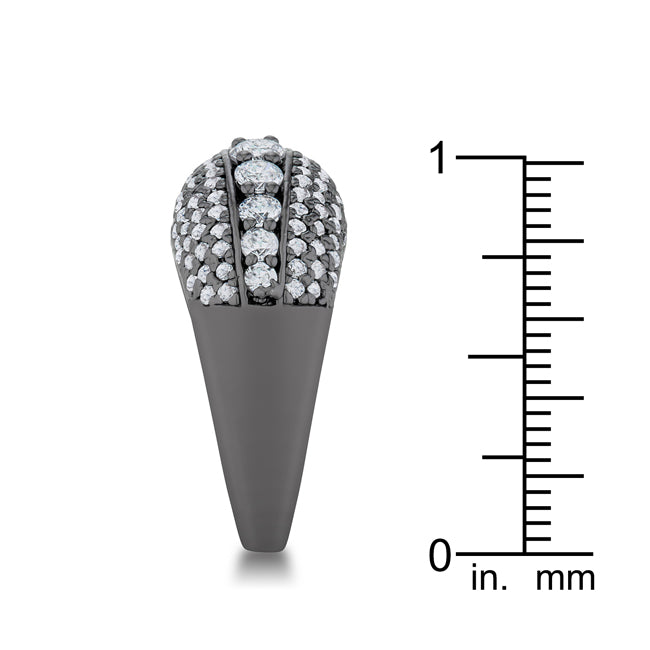 Refined Edge Signature Line Krista 1.5ct CZ Hematite Contemporary Cocktail Ring - Friggin Jewelry Fashion