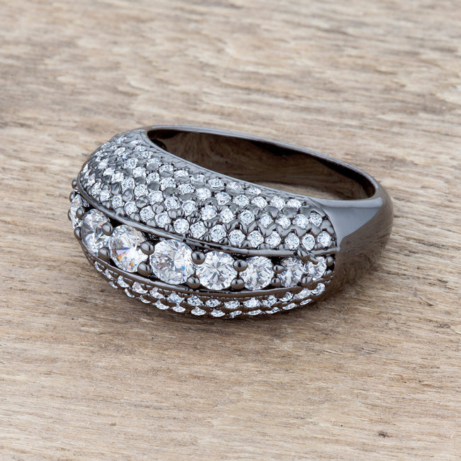 Refined Edge Signature Line Krista 1.5ct CZ Hematite Contemporary Cocktail Ring - Friggin Jewelry Fashion