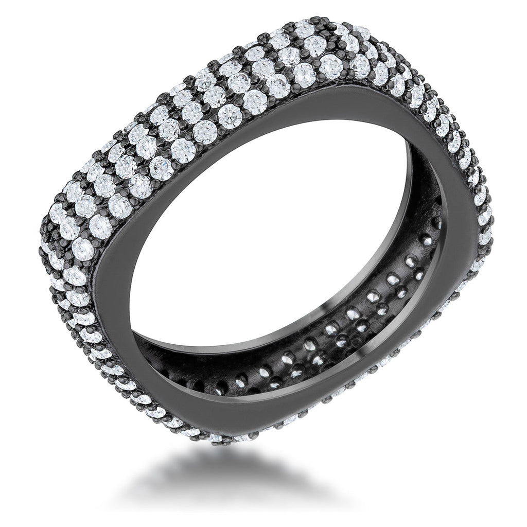 Sovereign Edge Modern Edit Jana 1.29ct CZ Hematite Contemporary Square Band Ring - Friggin Jewelry Fashion