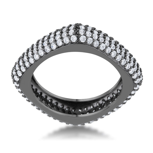 Sovereign Edge Modern Edit Jana 1.29ct CZ Hematite Contemporary Square Band Ring - Friggin Jewelry Fashion