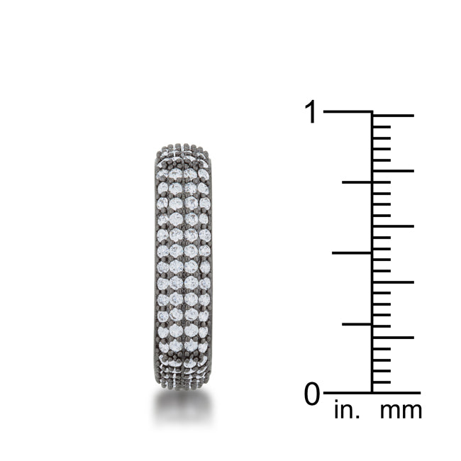 Sovereign Edge Modern Edit Jana 1.29ct CZ Hematite Contemporary Square Band Ring - Friggin Jewelry Fashion