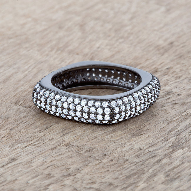Sovereign Edge Modern Edit Jana 1.29ct CZ Hematite Contemporary Square Band Ring - Friggin Jewelry Fashion