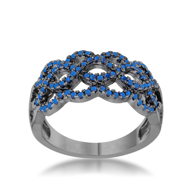 Proper Mischief Bold Line Brina 0.4ct Sapphire CZ Hematite Twist Ring - Friggin Jewelry Fashion