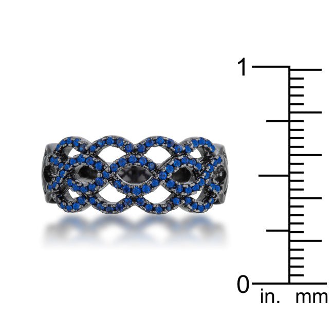 Proper Mischief Bold Line Brina 0.4ct Sapphire CZ Hematite Twist Ring - Friggin Jewelry Fashion