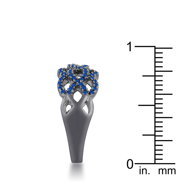Proper Mischief Bold Line Brina 0.4ct Sapphire CZ Hematite Twist Ring - Friggin Jewelry Fashion