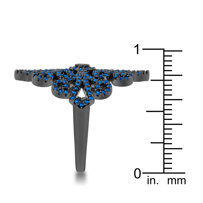 Twilight Drama Icon Series Victoria 1.23ct Sapphire CZ Hematite Filigree Cocktail Ring - Friggin Jewelry Fashion