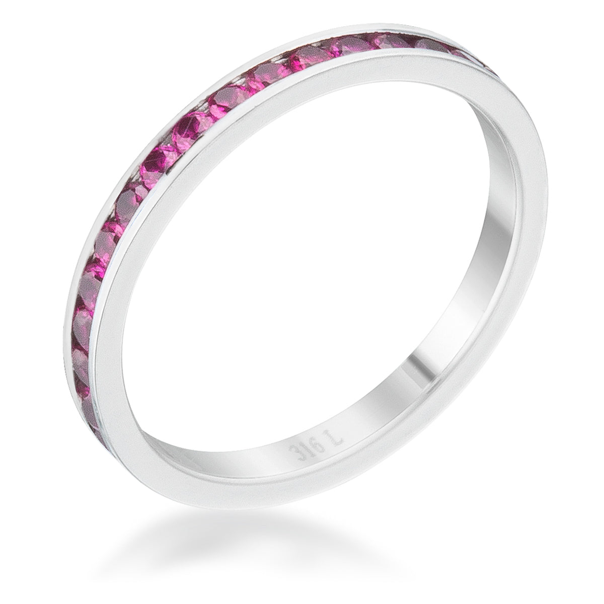 Proper Classic Everyday Edit Teresa 0.5ct Garnet CZ Stainless Steel Eternity Band - Friggin Jewelry Fashion