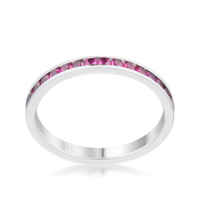 Proper Classic Everyday Edit Teresa 0.5ct Garnet CZ Stainless Steel Eternity Band - Friggin Jewelry Fashion