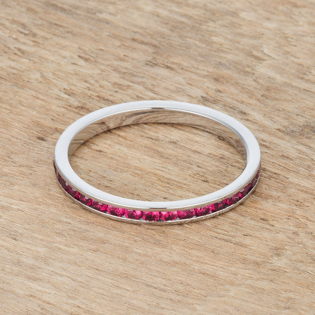 Proper Classic Everyday Edit Teresa 0.5ct Garnet CZ Stainless Steel Eternity Band - Friggin Jewelry Fashion