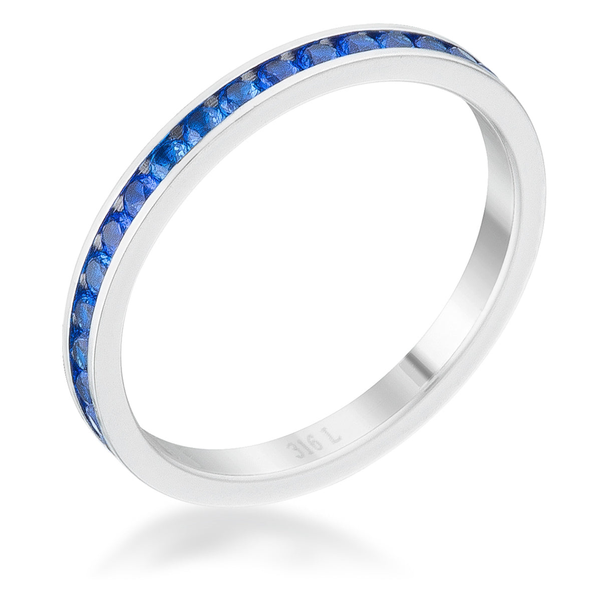 Clever Spark Modern Line Teresa 0.5ct Sapphire CZ Stainless Steel Eternity Band - Friggin Jewelry Fashion