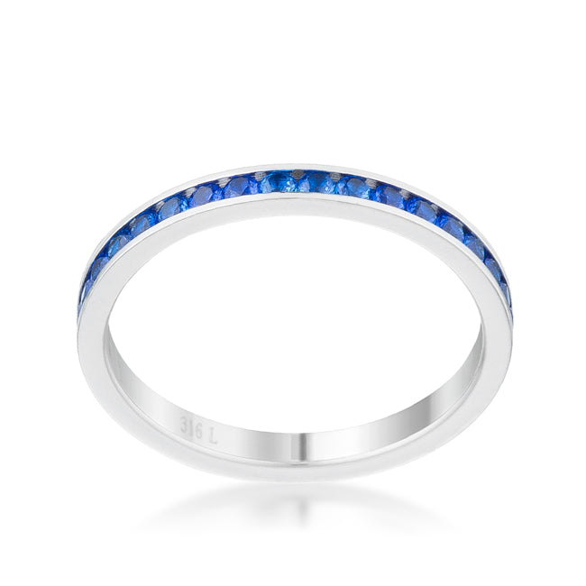 Clever Spark Modern Line Teresa 0.5ct Sapphire CZ Stainless Steel Eternity Band - Friggin Jewelry Fashion