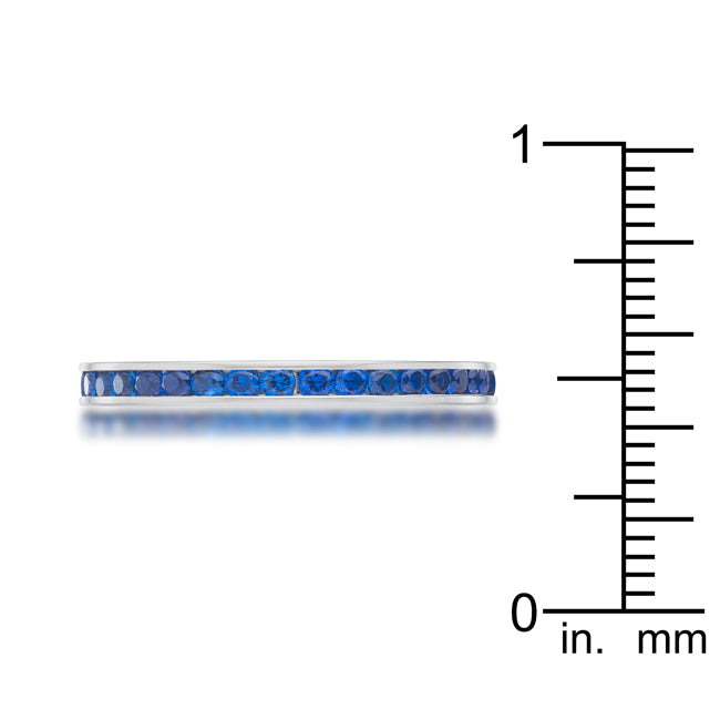 Clever Spark Modern Line Teresa 0.5ct Sapphire CZ Stainless Steel Eternity Band - Friggin Jewelry Fashion