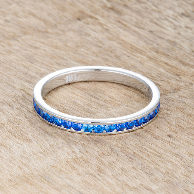 Clever Spark Modern Line Teresa 0.5ct Sapphire CZ Stainless Steel Eternity Band - Friggin Jewelry Fashion