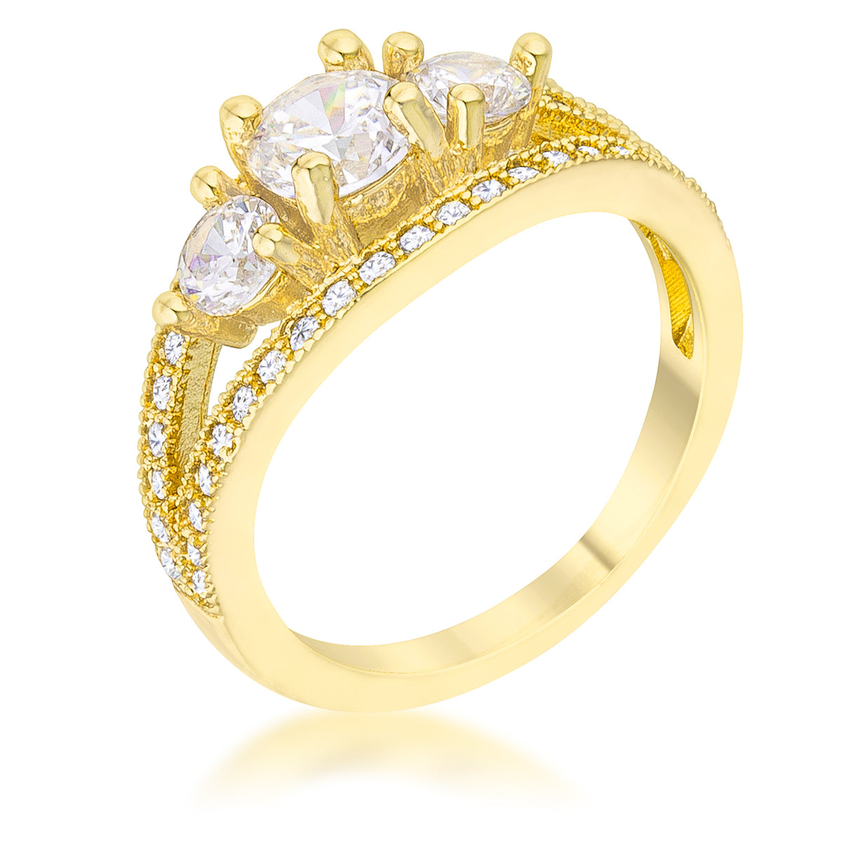 Polished Edge Timeless Edit Geneviere 1.45ct CZ 14k Gold Classic Ring - Friggin Jewelry Fashion