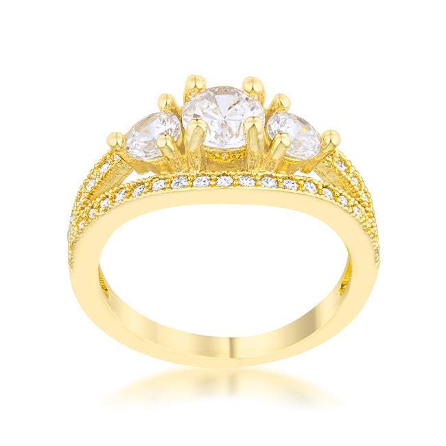 Polished Edge Timeless Edit Geneviere 1.45ct CZ 14k Gold Classic Ring - Friggin Jewelry Fashion