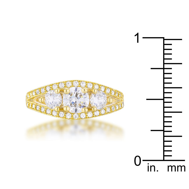Polished Edge Timeless Edit Geneviere 1.45ct CZ 14k Gold Classic Ring - Friggin Jewelry Fashion