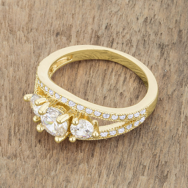 Polished Edge Timeless Edit Geneviere 1.45ct CZ 14k Gold Classic Ring - Friggin Jewelry Fashion