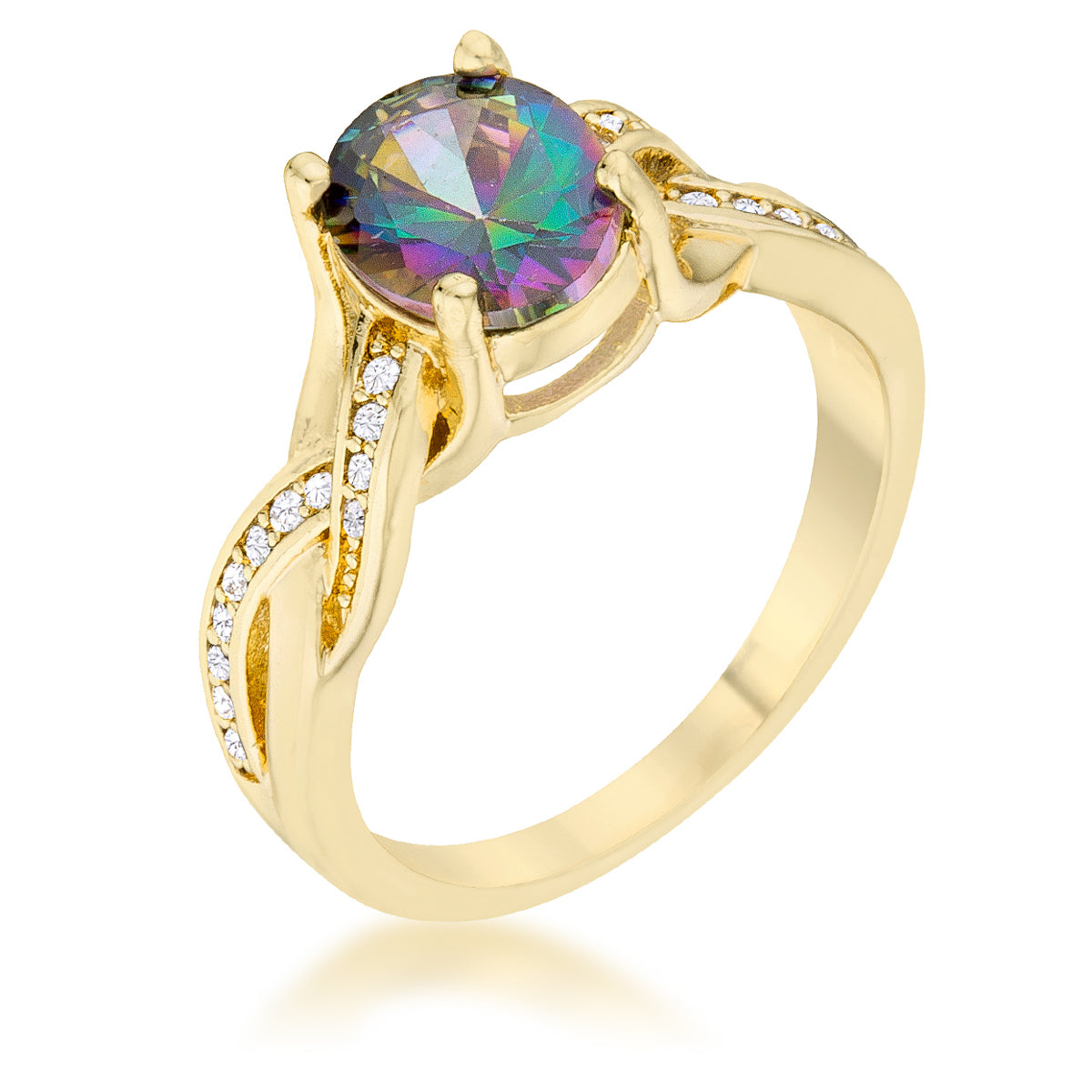 Studio Edge Signature Edit Justine 2ct Mystic CZ 14k Gold Classic Oval Ring - Friggin Jewelry Fashion