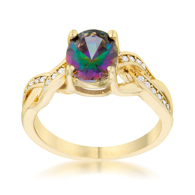 Studio Edge Signature Edit Justine 2ct Mystic CZ 14k Gold Classic Oval Ring - Friggin Jewelry Fashion