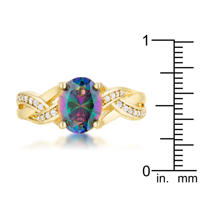 Studio Edge Signature Edit Justine 2ct Mystic CZ 14k Gold Classic Oval Ring - Friggin Jewelry Fashion