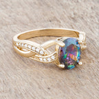 Studio Edge Signature Edit Justine 2ct Mystic CZ 14k Gold Classic Oval Ring - Friggin Jewelry Fashion