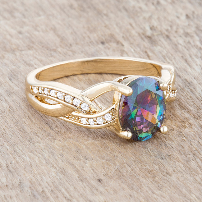 Studio Edge Signature Edit Justine 2ct Mystic CZ 14k Gold Classic Oval Ring - Friggin Jewelry Fashion