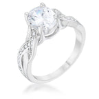 Classic Line Sculpted Edit Justine 2ct CZ Rhodium Classic Oval Ring - Friggin Jewelry Fashion