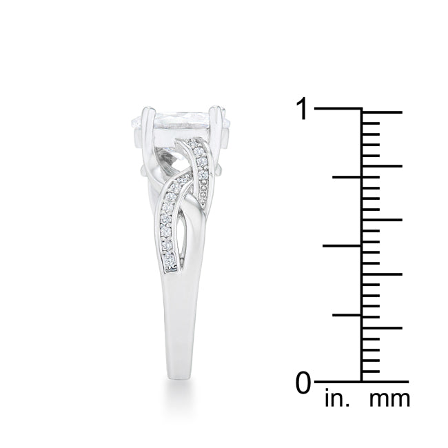 Classic Line Sculpted Edit Justine 2ct CZ Rhodium Classic Oval Ring - Friggin Jewelry Fashion