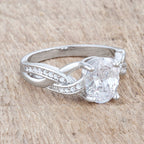 Classic Line Sculpted Edit Justine 2ct CZ Rhodium Classic Oval Ring - Friggin Jewelry Fashion