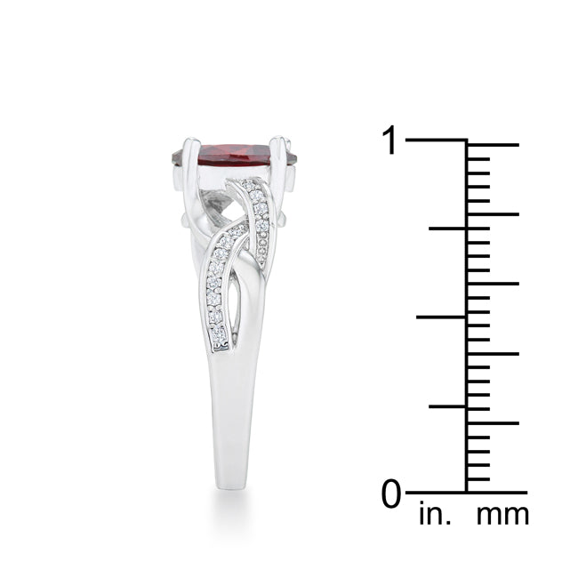 Seductive Detail Icon Series Justine 2ct Garnet CZ Rhodium Classic Oval Ring - Friggin Jewelry Fashion