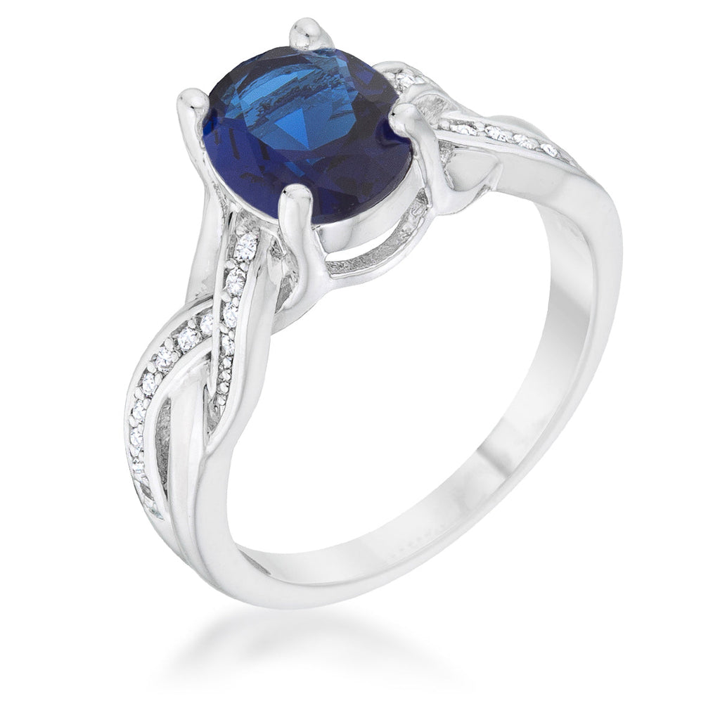 Exclusive Spark Timeless Edit Justine 2ct Sapphire CZ Rhodium Classic Oval Ring - Friggin Jewelry Fashion