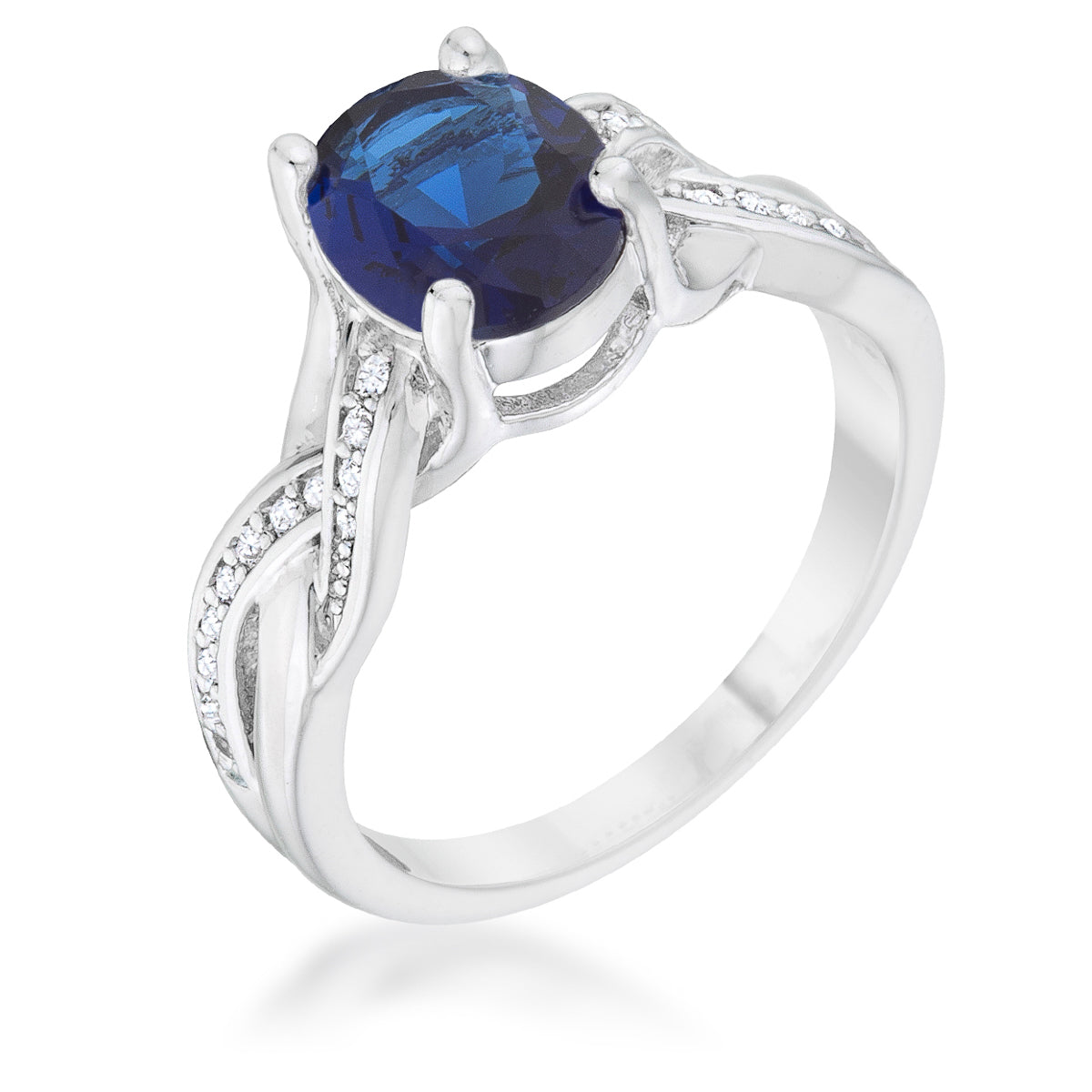 Exclusive Spark Timeless Edit Justine 2ct Sapphire CZ Rhodium Classic Oval Ring - Friggin Jewelry Fashion