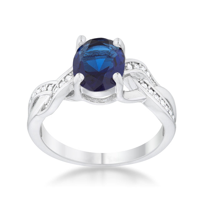 Exclusive Spark Timeless Edit Justine 2ct Sapphire CZ Rhodium Classic Oval Ring - Friggin Jewelry Fashion