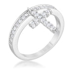 Desired Whisper Couture Line Christine 0.2ct CZ Rhodium Cross Charm Ring - Friggin Jewelry Fashion