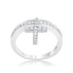 Desired Whisper Couture Line Christine 0.2ct CZ Rhodium Cross Charm Ring - Friggin Jewelry Fashion