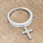 Desired Whisper Couture Line Christine 0.2ct CZ Rhodium Cross Charm Ring - Friggin Jewelry Fashion