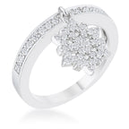 Everyday Spark Modern Icon Snowflake 0.35ct CZ Rhodium Simple Holiday Charm Band Ring - Friggin Jewelry Fashion Winter