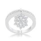 Everyday Spark Modern Icon Snowflake 0.35ct CZ Rhodium Simple Holiday Charm Band Ring - Friggin Jewelry Fashion Winter