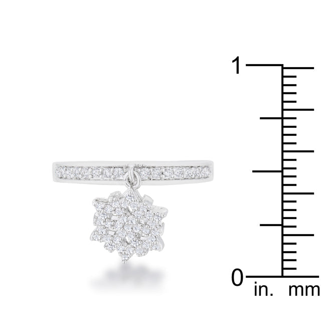 Everyday Spark Modern Icon Snowflake 0.35ct CZ Rhodium Simple Holiday Charm Band Ring - Friggin Jewelry Fashion Winter